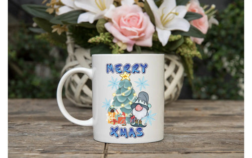 Blue gnome merry christmas mug bouquet - Image #1