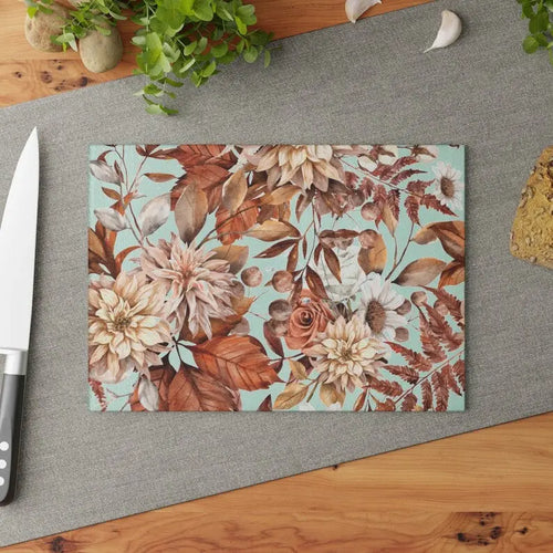 Autumn leaves glass cutting board - Image #1