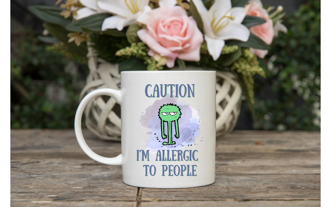 Caution i'm allergic to people mug with bouquet - Image #1