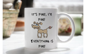 Its fine im fine everything is fine mug with chocolate bouqet